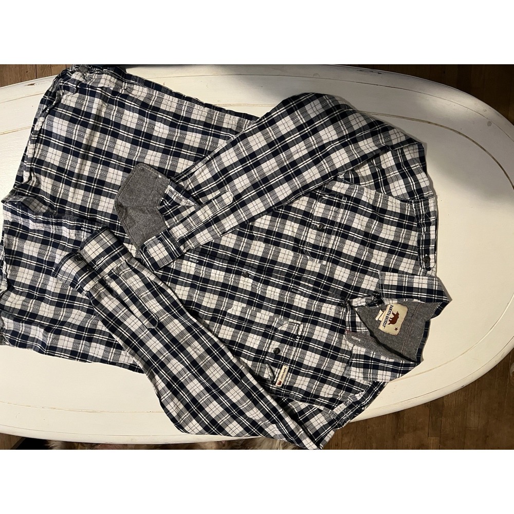 Dakota Grizzly Men's Medium Plaid Button Up Shirt‎ Navy Gray White Casual